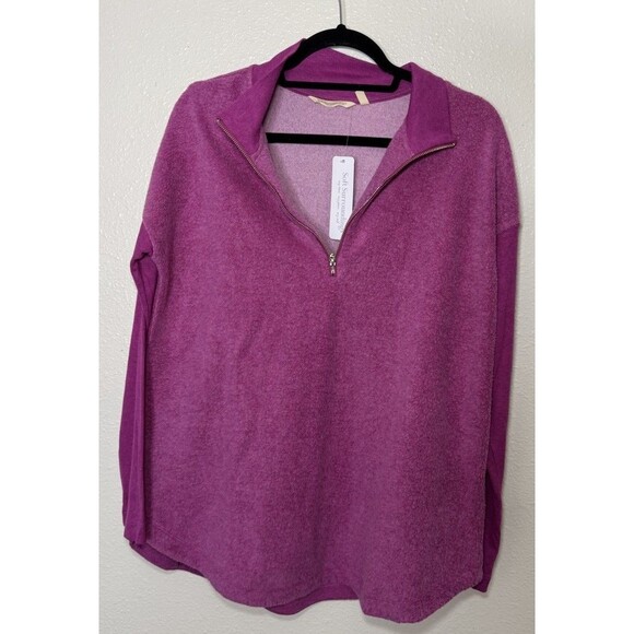 NWT Soft Surroundings Adalyn Retro Rose Fleece Tunic Pullover Sweatshirt Sz M - Picture 2 of 9